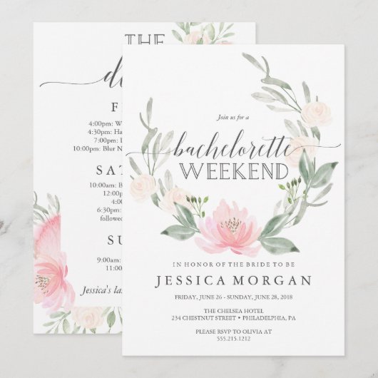Bachelorette Wochenende Einladung (Vorne/Hinten)
