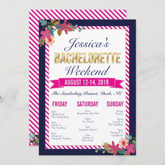 Bachelorette Wochenende Einladung (Vorne/Hinten)