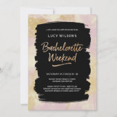 Bachelorette Wochenende Einladung Pink Gold Glitze (Vorderseite)