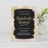 Bachelorette Wochenende Einladung Pink Gold Glitze (Stehend Vorderseite)