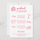 Bachelorette Wochenende Frau aus Cocktailglas Rot Einladung (Rückseite)