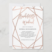 Bachelorette Wochenende | Imitats Rose Gold Geomet Einladung (Vorderseite)