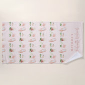 Bachelorette-Wochenende in Pink, gürnig, modern Strandtuch (Vorderseite)