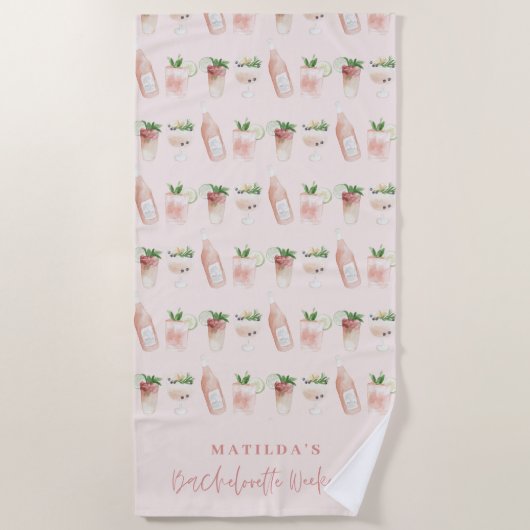 Bachelorette-Wochenende in Pink, gürnig, modern Strandtuch (Vorderseite)