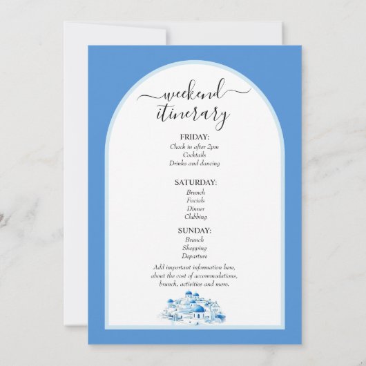 Bachelorette-Wochenende in Santorin Einladung (Rückseite)