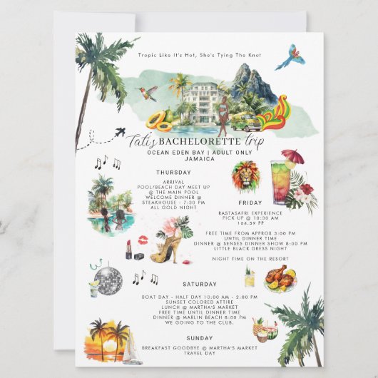 Bachelorette Wochenende | Jamaika Einladung (Vorderseite)