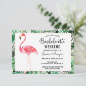 Bachelorette Wochenende Kulturpass Flamingo Einladung (Stehend Vorderseite)
