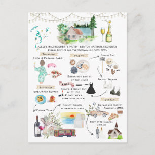 Bachelorette Wochenende   Lake Michigan Einladungspostkarte