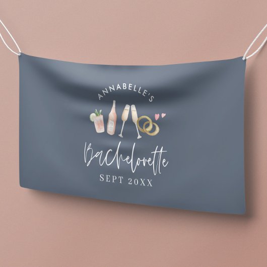 Bachelorette-Wochenende mit blauer Girlande Banner
