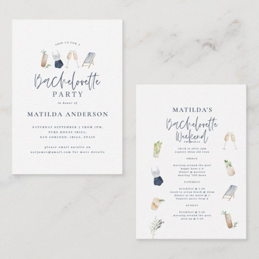 Bachelorette-Wochenende mit preiswertem blauen Get Mitteilungskarte (Vorne/Hinten)