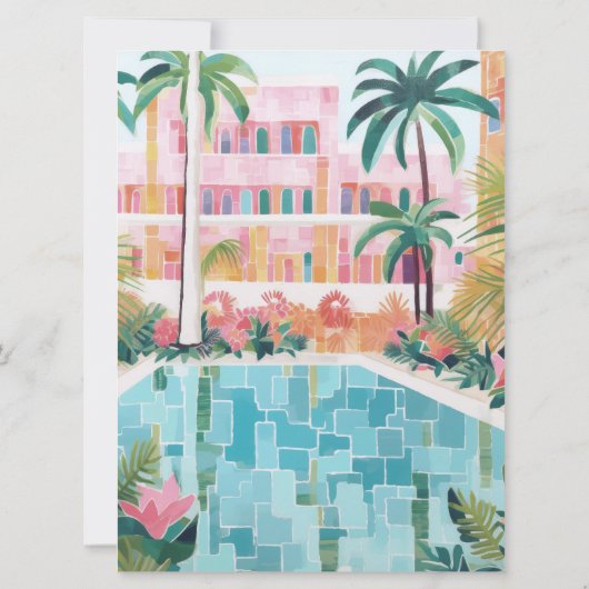 Bachelorette Wochenende | Palmfedern Einladung (Rückseite)