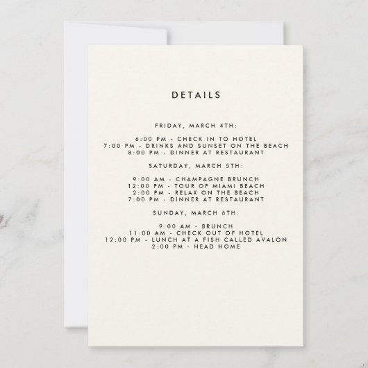 Bachelorette-Wochenende-Party Einladung (Rückseite)