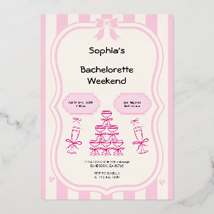 Bachelorette Wochenende Party Rosa Einladung