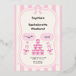 Bachelorette Wochenende Party Rosa Einladung