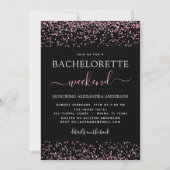 Bachelorette Wochenende Party Rosa Rose Gold Glitz Einladung (Vorderseite)