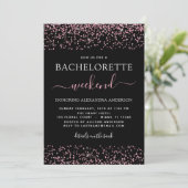 Bachelorette Wochenende Party Rosa Rose Gold Glitz Einladung (Stehend Vorderseite)