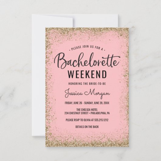Bachelorette Wochenende Pinselstrich Einladung (Vorderseite)