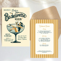 Bachelorette Wochenende Retro Party Einladung