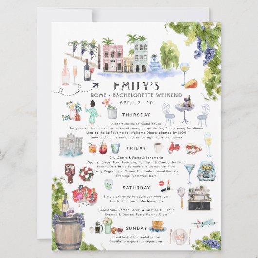 Bachelorette Wochenende | Rom, Italien Einladung (Vorderseite)