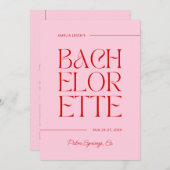 Bachelorette Wochenende Rot und Rot Einladung (Vorne/Hinten)