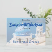 Bachelorette Wochenende Santorini Girls Tour Einladung (Stehend Vorderseite)