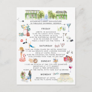 Bachelorette Wochenende   Savannah, Georgien Einladungspostkarte