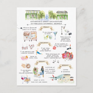 Bachelorette Wochenende   Savannah, Georgien Einladungspostkarte