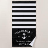 Bachelorette Wochenende Schwarz/Weiß Strandtuch (Vorderseite)