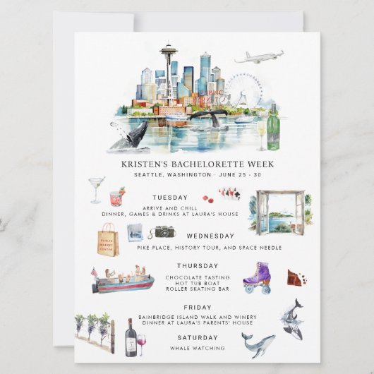 Bachelorette Wochenende | Seattle Einladung (Vorderseite)