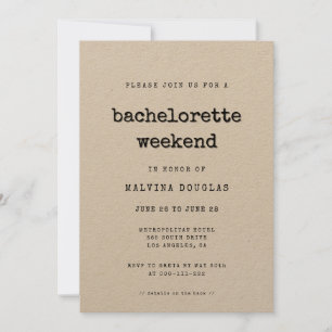 Bachelorette-Wochenende, Vintag-minimalistisch Einladung