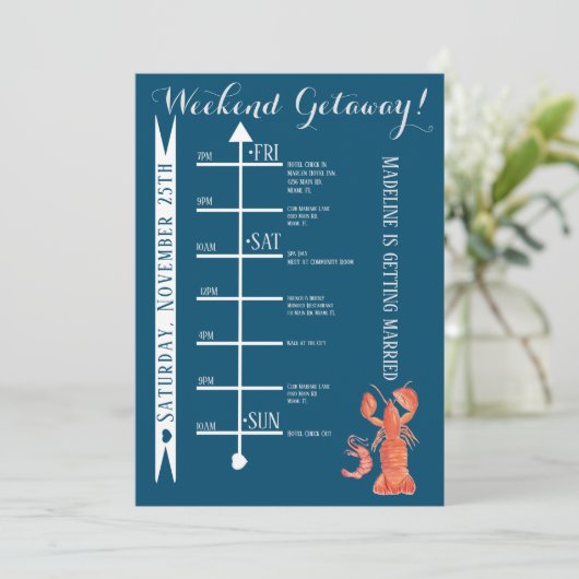 Bachelorette Wochenende weg Einladung (Stehend Vorderseite)