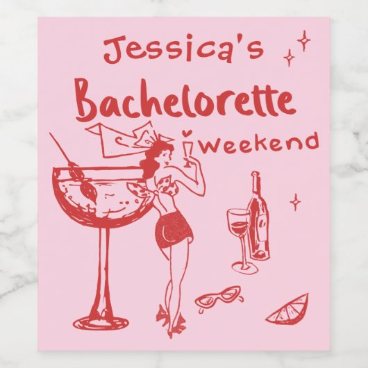 Bachelorette Wochenende Weinetikett (Einzelnes Label)