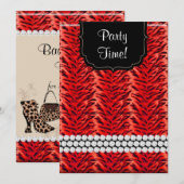 Bachelorette Zebra Purin Party Einladung (Vorne/Hinten)