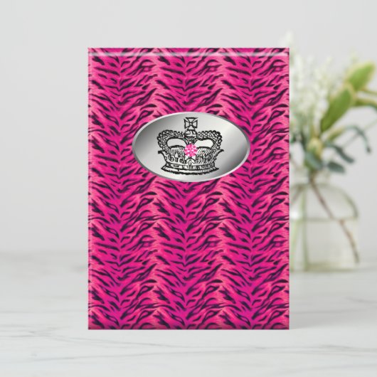 Bachelorette Zebra Schmuck Kronengebirge Party Ros Einladung (Stehend Vorderseite)