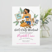 Bachelorette Zielort Bikini Beach Bridal Bash Einladung (Stehend Vorderseite)