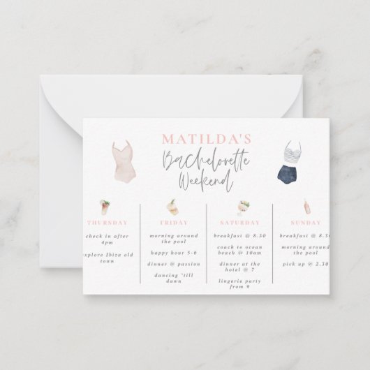Bacheloretto-Wochenende Mitteilungskarte (Vorderseite)