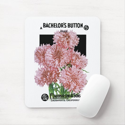 Bachelor's Button Seed Packet Label Mousepad (Mit Mouse)