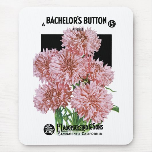 Bachelor's Button Seed Packet Label Mousepad (Vorne)