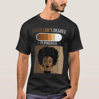 Bachelors Degree in Progress Uni Student Black T-Shirt