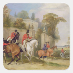 Bachelor's Hall, The Meet, 1835 (Öl auf Leinwand) Quadratischer Aufkleber