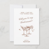 BacheRetro Brown Cocktail Bridesmaid Vorschlag Car Einladung (Vorderseite)