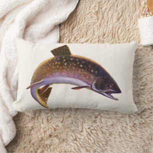 Bachforelle Fisch, Vintage Angelsport Fischer Lendenkissen