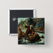 Bachforelle-Fischen - ein aufregender Moment, 1862 Button (Vorne & Hinten)