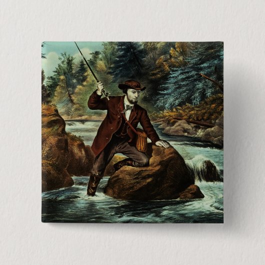 Bachforelle-Fischen - ein aufregender Moment, 1862 Button (Vorderseite)