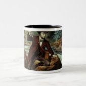 Bachforelle-Fischen - ein aufregender Moment, 1862 Zweifarbige Tasse (Mittel)