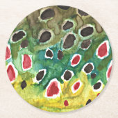 Bachforelle-Fischen Runder Pappuntersetzer (Vorderseite)