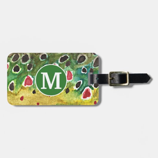 Bachforelle-Fliegen-Fischen-Fischers Gepäckanhänger (Vorderseite horizontal)