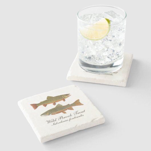 Bachforelle-Marmor-Untersetzer Steinuntersetzer (Seitenansicht)