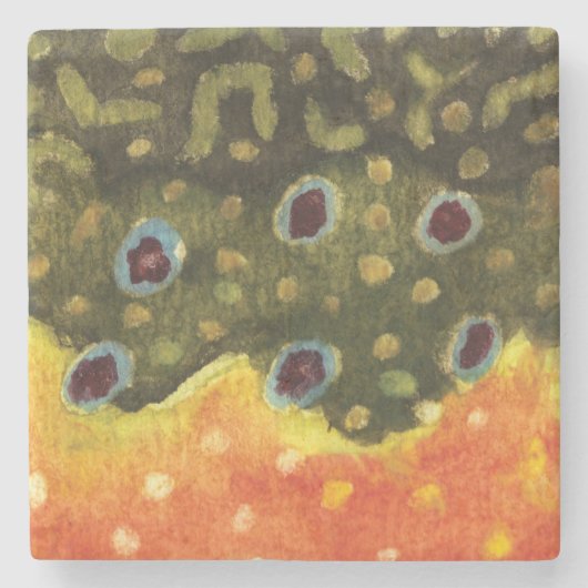 Bachforelle Steinuntersetzer (Vorderseite)