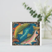 Bachforelle und Regenbogenforelle Postkarte (Stehend Vorderseite)